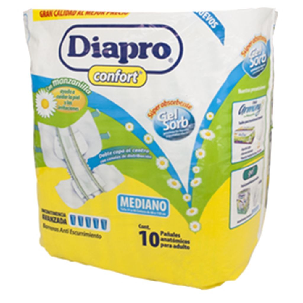 PAÑAL DIAPRO BASICO PARA ADULTO GRANDE 10 PIEZAS