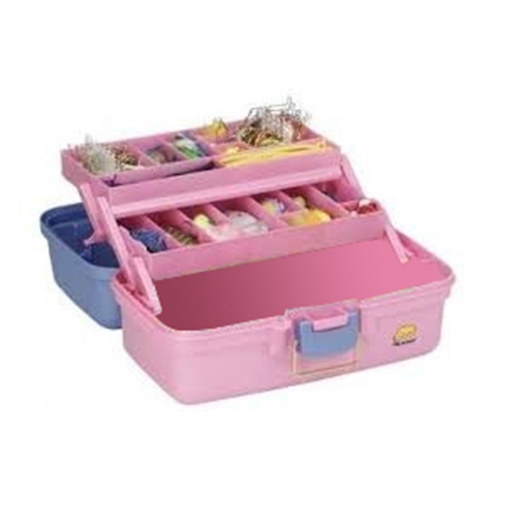 Caja de Pesca con 2 Charolas 36.2x21.59x19.68 cm, Rosa con Lila