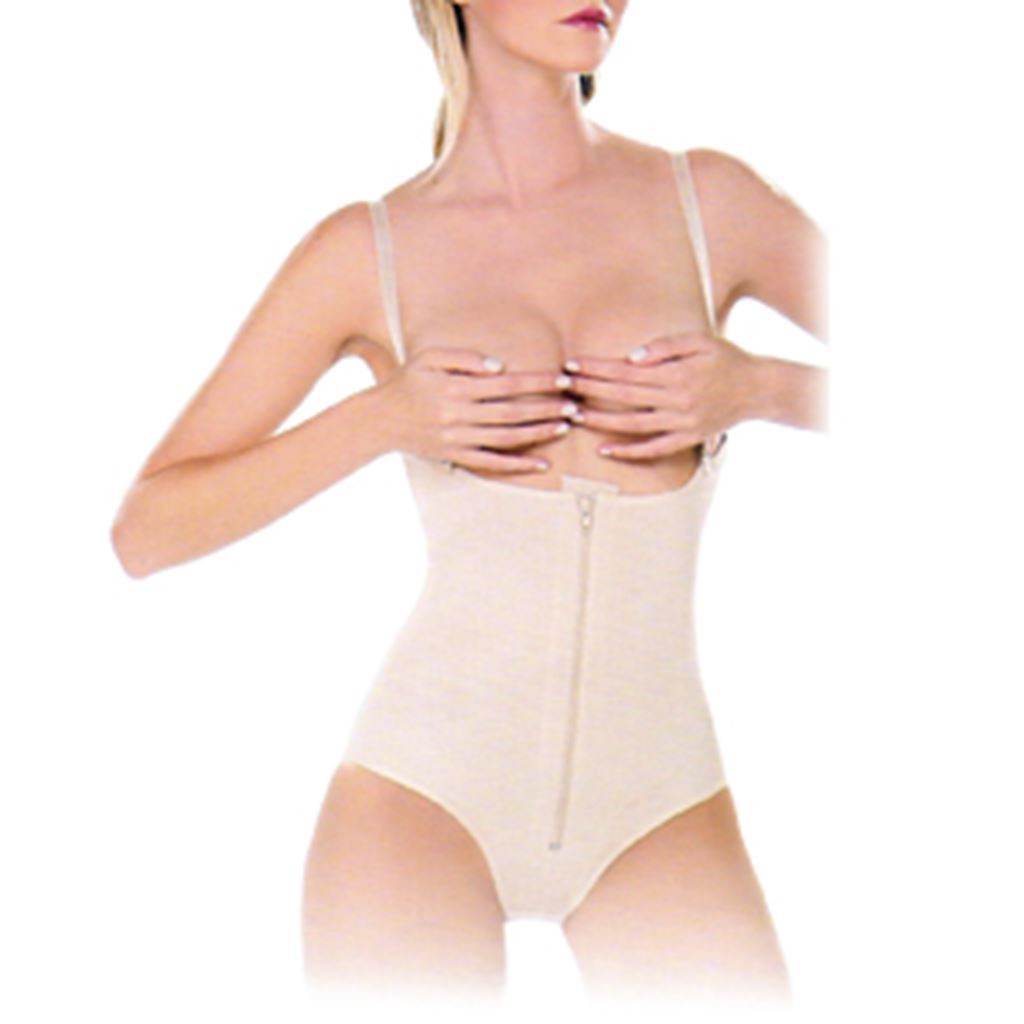 Faja Post Quirúrgica Anne Shantel Corta con Senos Libres Color Beige Talla Grande