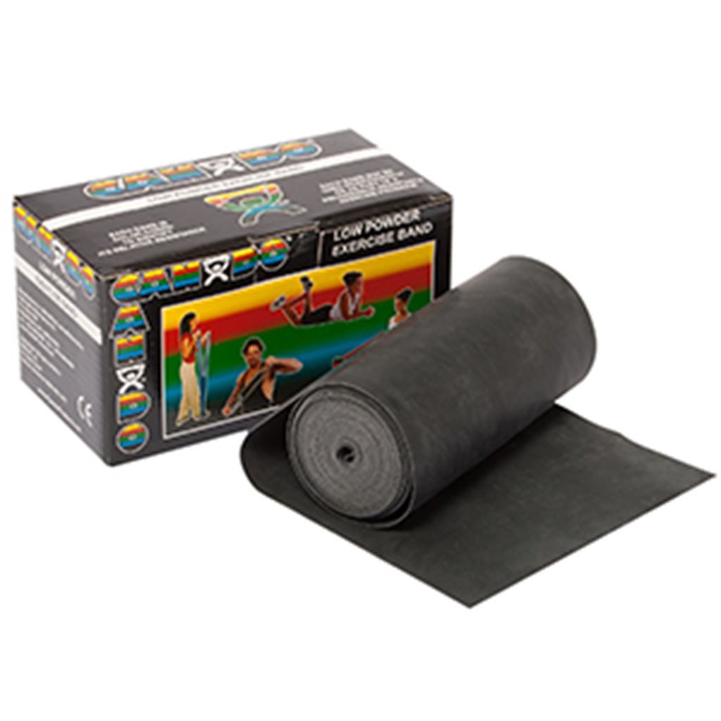 BANDA ELASTICA CANDO PARA EJERCICIOS DE RESISTENCIA EXTRA PESADA COLOR NEGRO 5.49 MTS