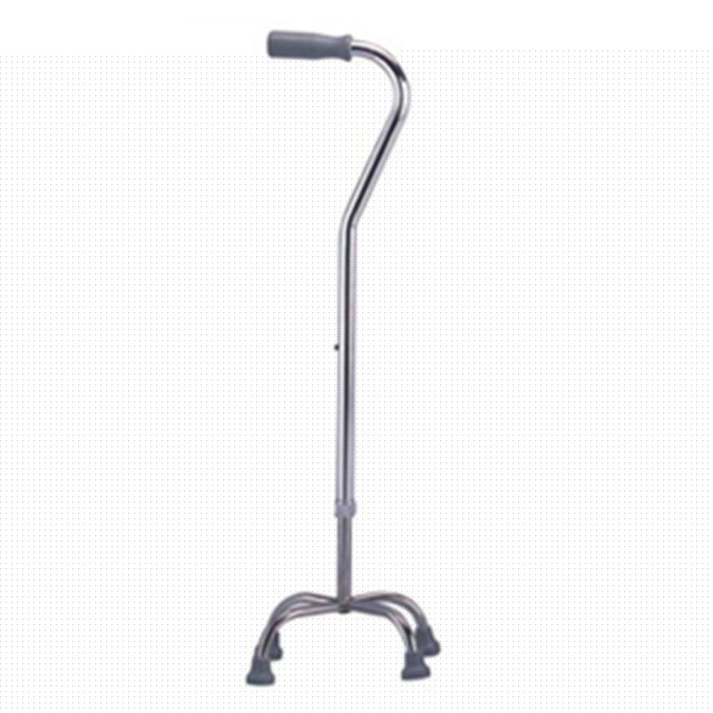 BASTON DE ALUMINIO RIDER DE 4 APOYOS MANGO RECTO PLATA