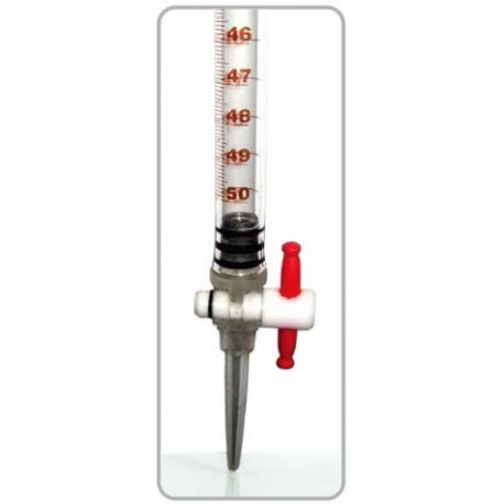 BURETA CLASE B, AMBAR, DESMONTABLE, LLAVE DE PASO, 50 ML - GLASSCO