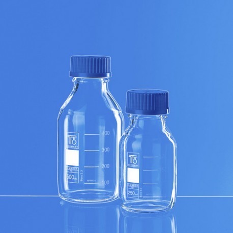 FRASCO PARA LABORATORIO GL45 CON TAPA Y ANILLO DE POLIPROPILENO - GLASSCO