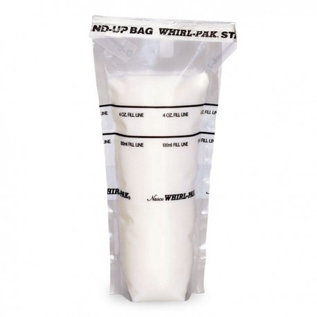 BOLSA EST. WHIRL-PAK STAND-UP CON AREA DE ESCRITURA, DIMENSIÓN 7.5 X 18.5CM, CAPACIDAD 118ML, ESPESOR .064MM, 500 PZA - NASCO