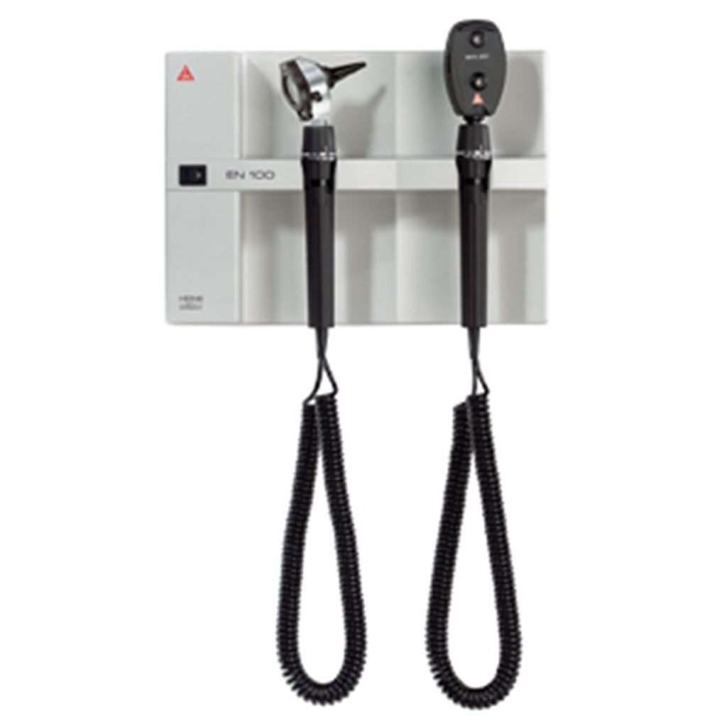 Centro de Diagnóstico Heine EN 100: Base con 2 mangos, Otoscopio K180 F.O. y Oftalmoscopio K180.